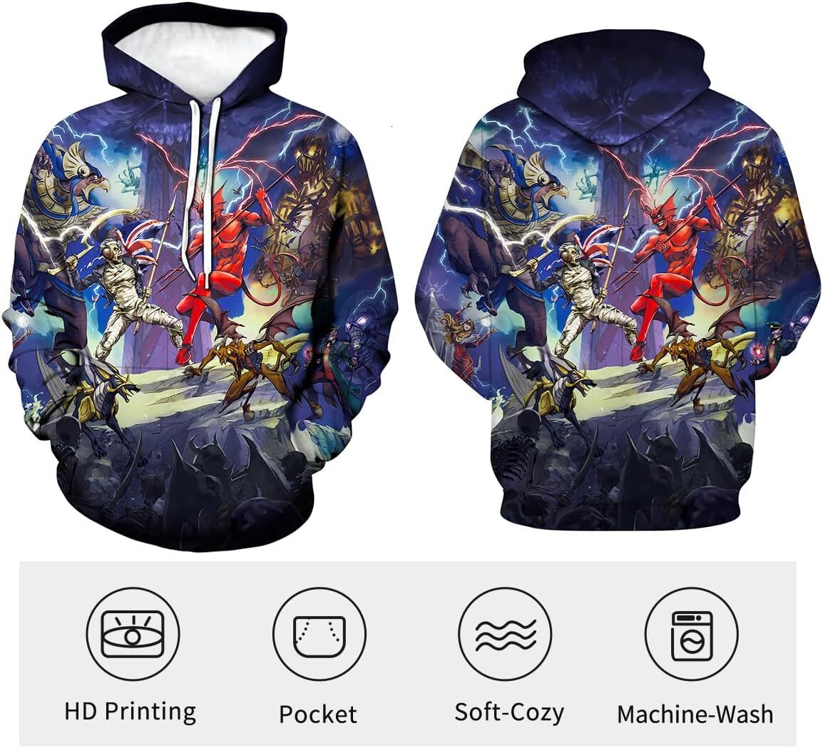 Hoodie for Mens Womens Funny Skull Sweatshirt Novelty Band Theme Hoodie Graphic Hoodies sweatshirt Pullover Long Sleeve Trendy patterns