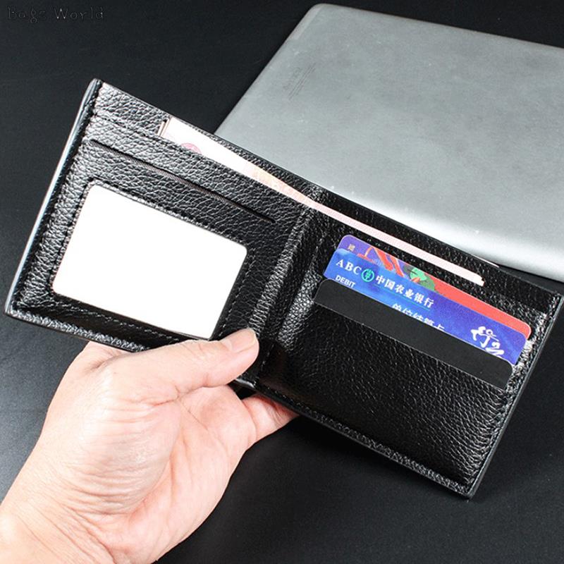 1PC Men's Wallet Genuine Leather Men Wallets Premium Product Real Cowhide Wallets for Man Short Black Walet Portefeuille Homme