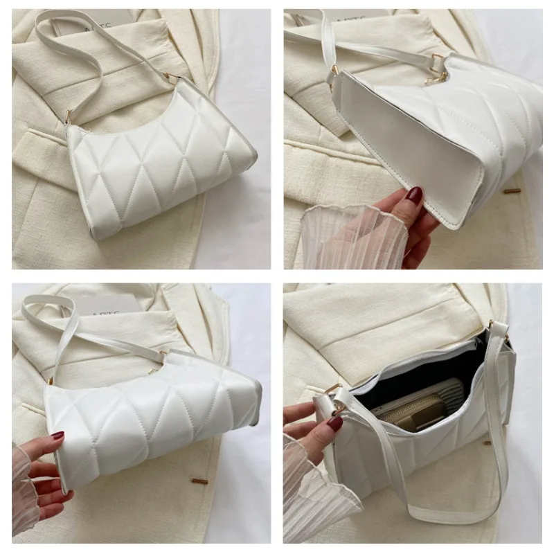 Black PU Leather Shoulder Bag Retro Solid Color Casual Female Hobos Handbags Women's Fashion Handbags Shopper Clutch Purse