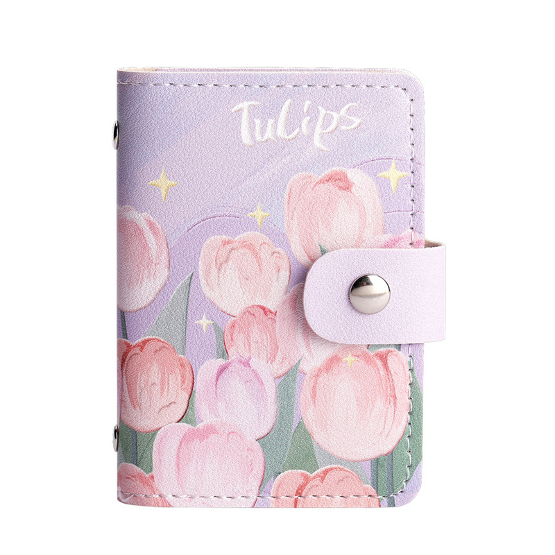 Large Capacity Retro Oil Painting Card Storage Bag For Women Multi-card Slot Driving License Clip Card Slot Coin Purse Compact