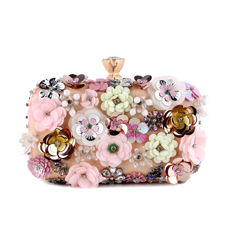 New Chain Style Single Shoulder Fashionable Embroidered Small Handbag Women's Hand-held Evening Bag