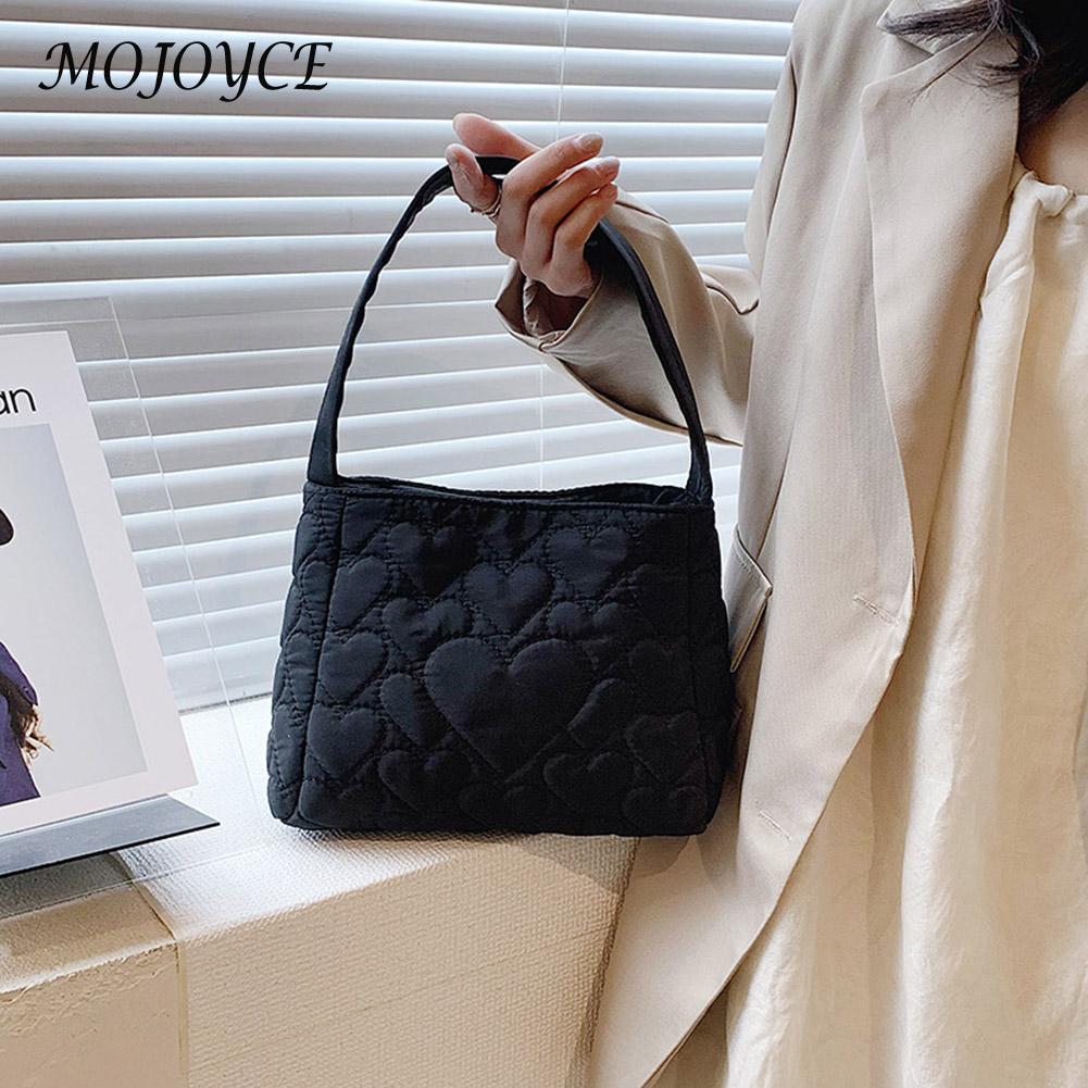 2023 Fashion Women's Shoulder Bags Love Heart Embroidered Tote Bags New Quilted Underarm Bag Large Capacity Solid Color Handbags