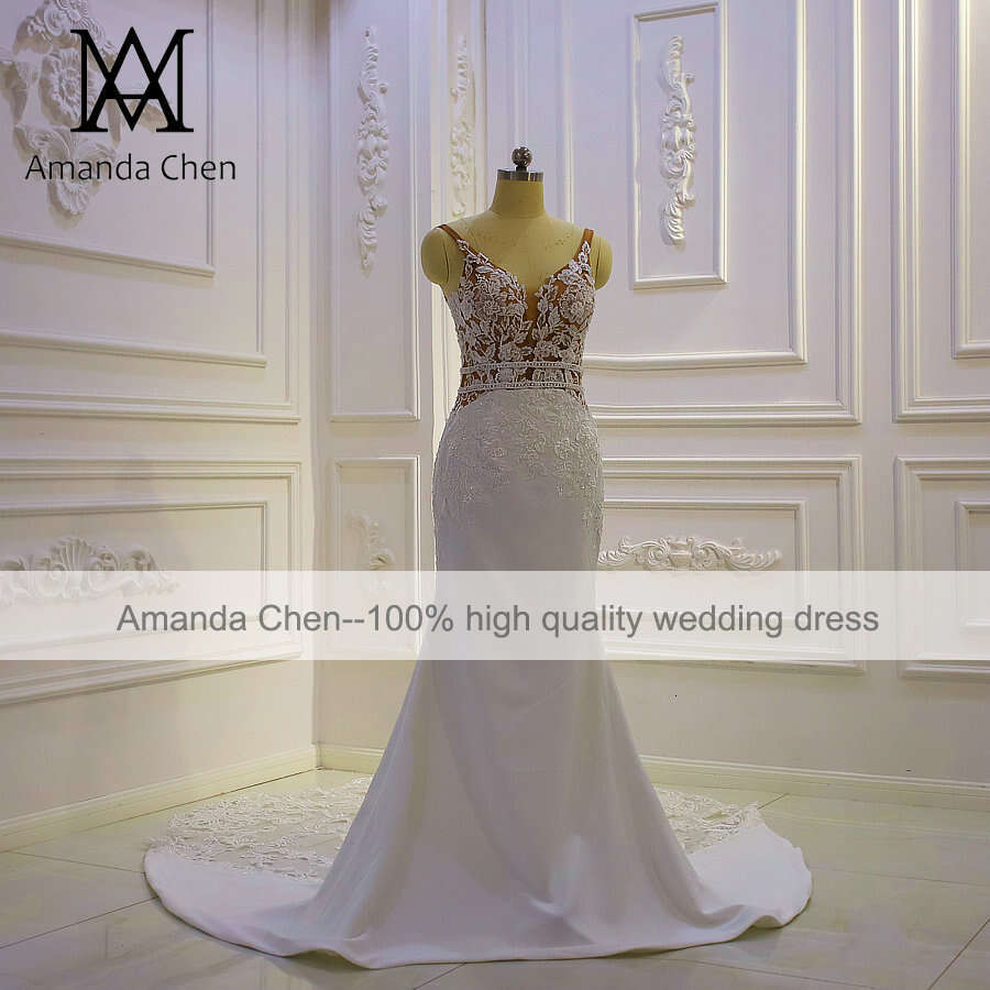 Beach Casual Lace Satin Wedding Dress