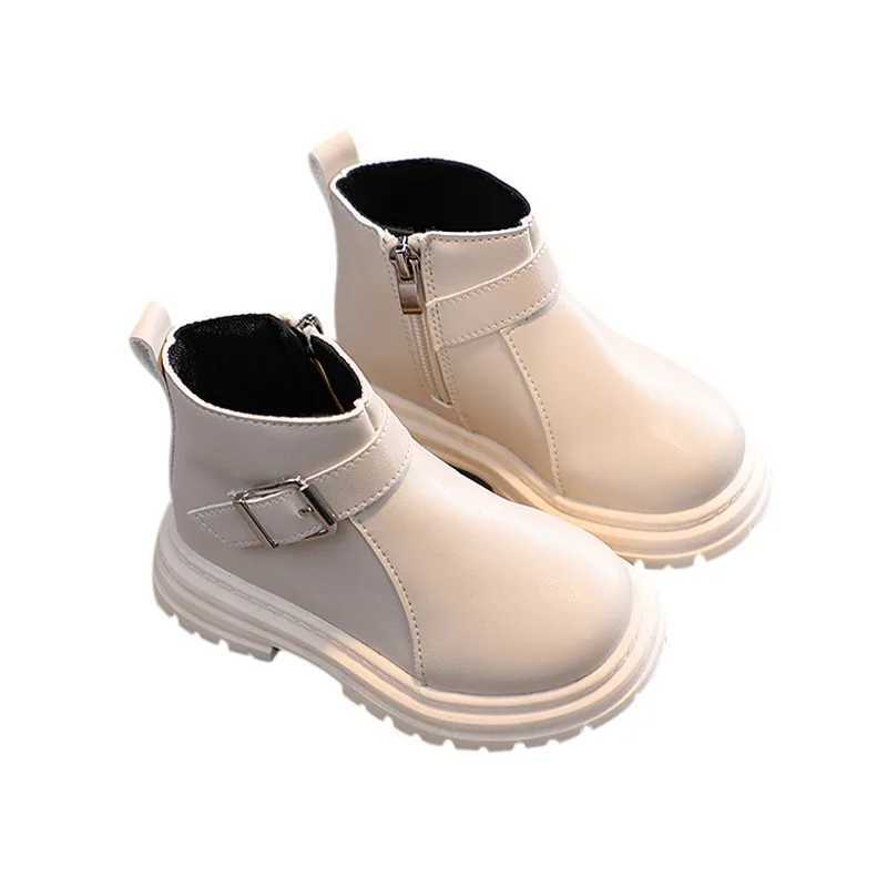 Autumn Winter Kids Boys Girls British Sle Boots Childrens Side Zipper Non-Slip Boots Baby Warm leather BootsXJ241206