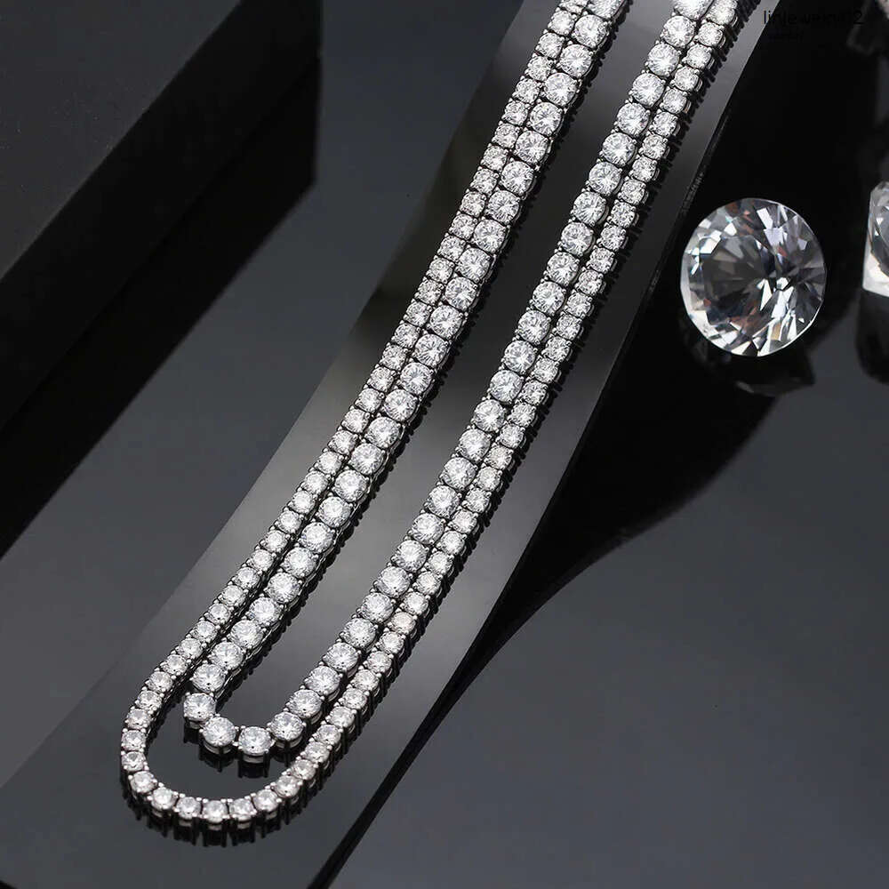 RINNTIN SC73 Solid Sterling Sier 3mm 4mm CZ Casting Chain Women's Round Cubic Zirconia Tennis Necklace