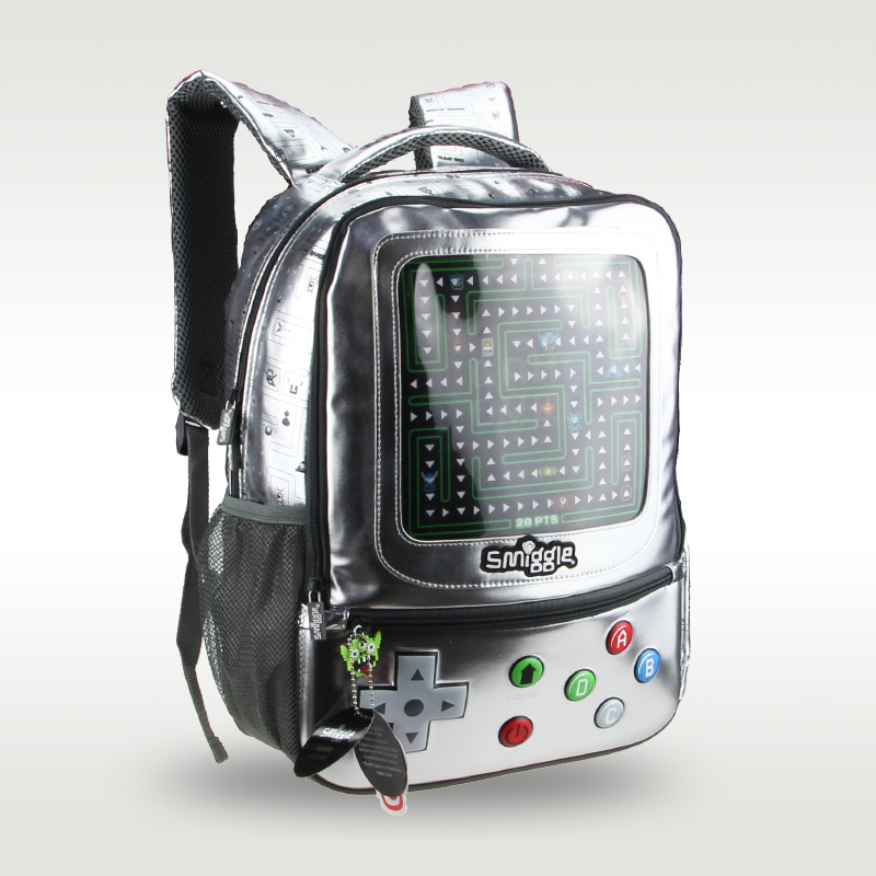 Australia Smiggle hot-selling original children's backpack cool backpack travel bag silver game console big schoolbag 16 inch
