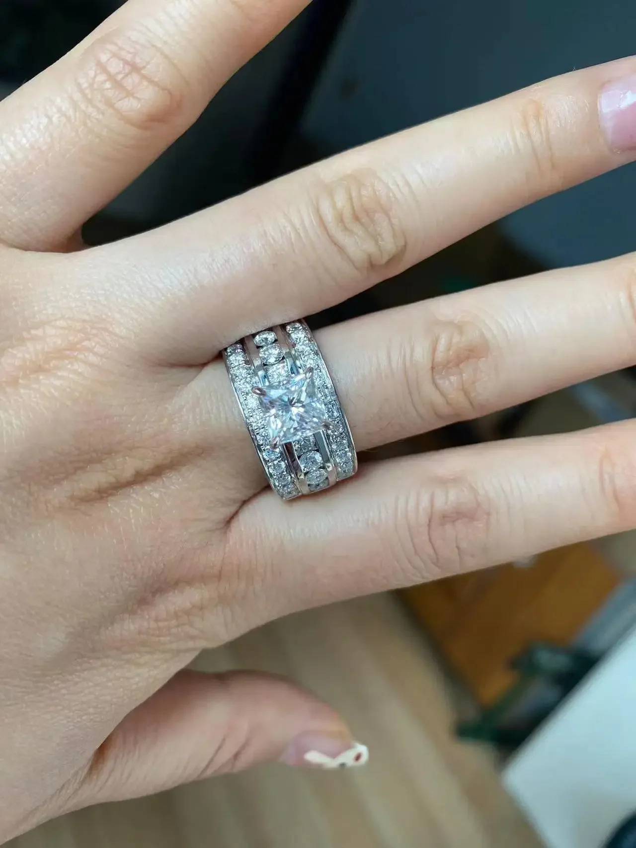 Customized 925 sterling silver ring set 241106