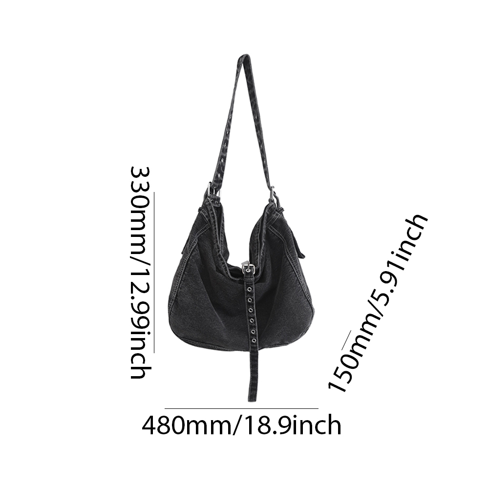Denim Shoulder Bag Retro Tote Bag Large Capacity Fashion Handbag with Adjustable Strap Casual Shoulder Purse for Women