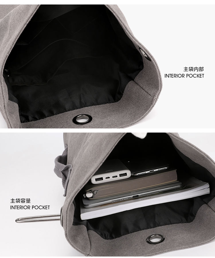 Canvas bag, large-capacity retro crossbody bag, multifunctional fashion shoulder bag, student backpack bag