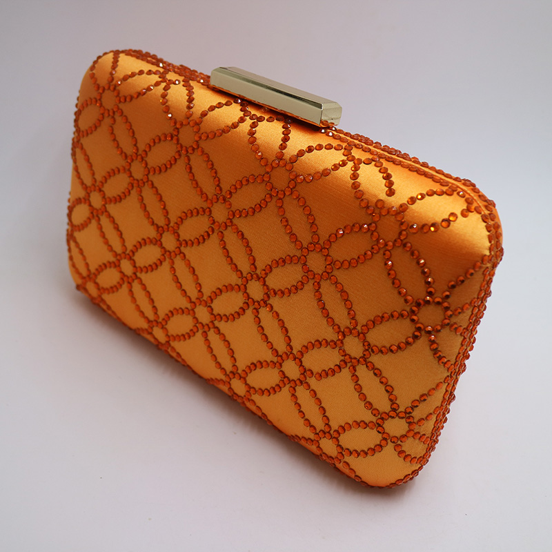 Wholesale Big Capacity Larger Size Crystal Hard Case Box Clutch Evening Bag and Clutches Orange