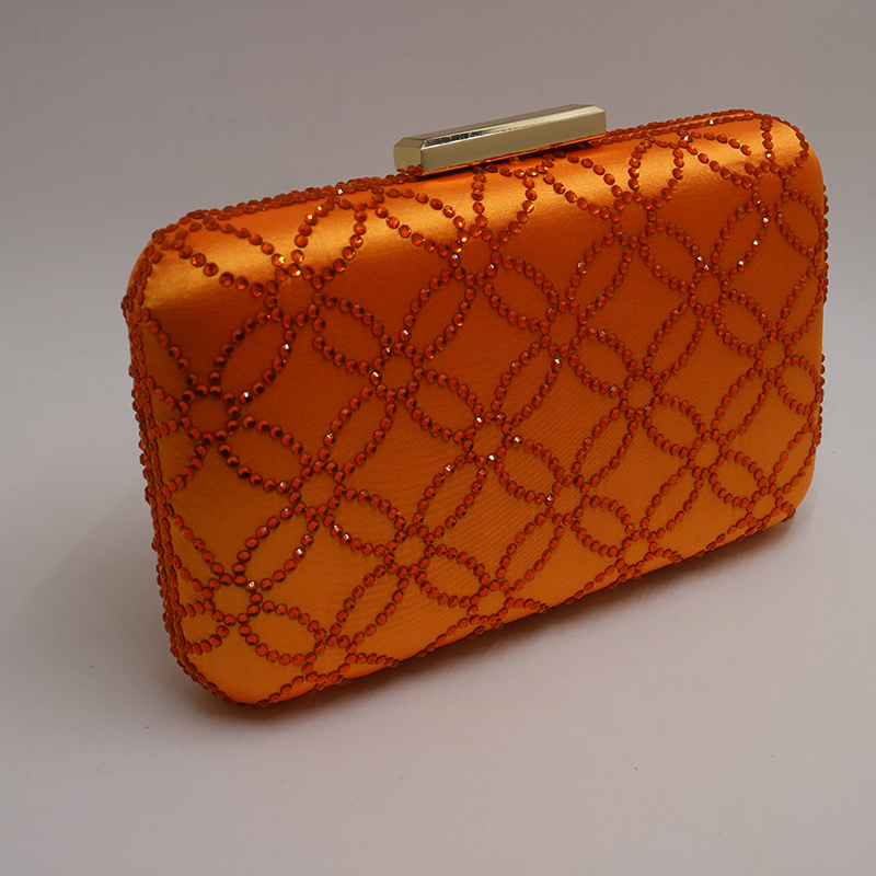 Wholesale Big Capacity Larger Size Crystal Hard Case Box Clutch Evening Bag and Clutches Orange