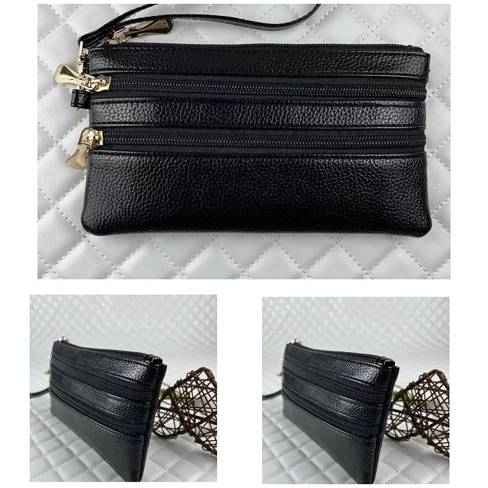 with Strap Money Coin Purse Durable Wear-resistant PU Leather Phone Bag Waterproof Zipper Handbag Women
