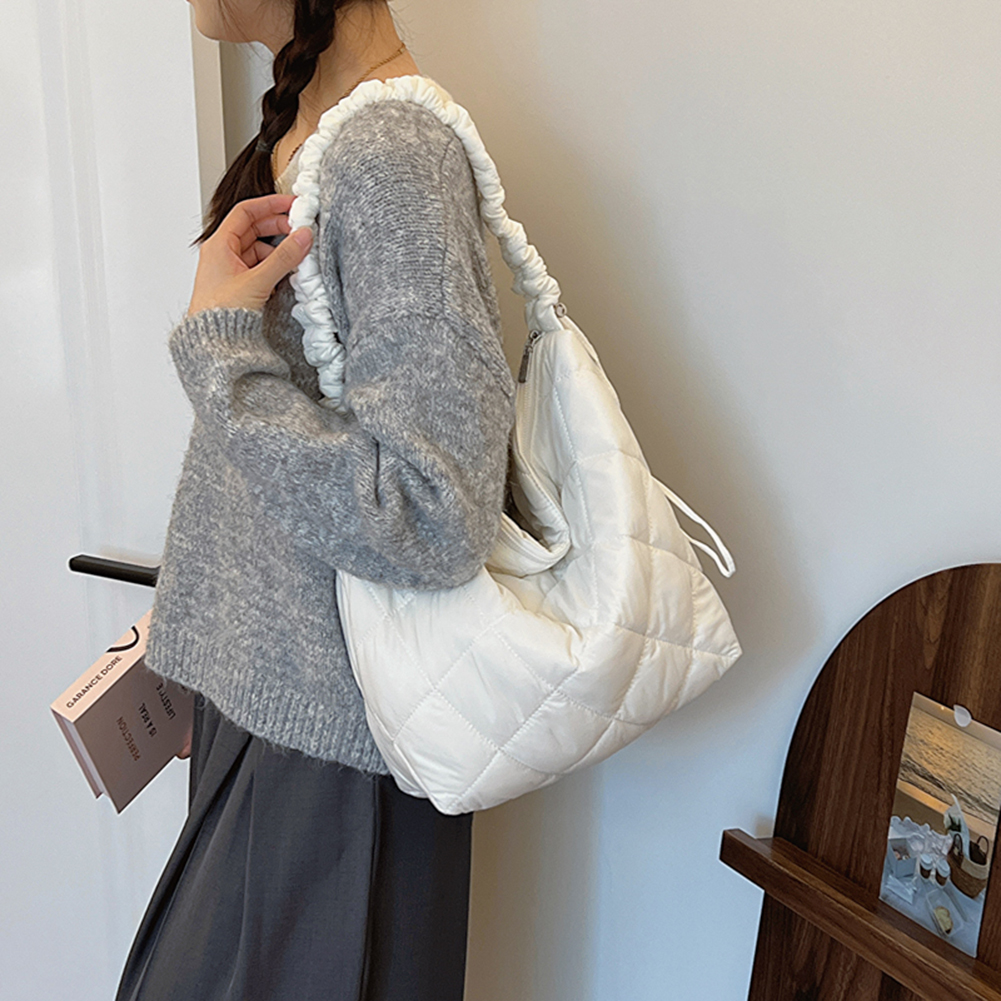 New Quilted Cross Body Bag for Women Handbags Large Puffer Tote Shoulder Bag Cotton Padded Pleated Puffy Shopping Women's Bags