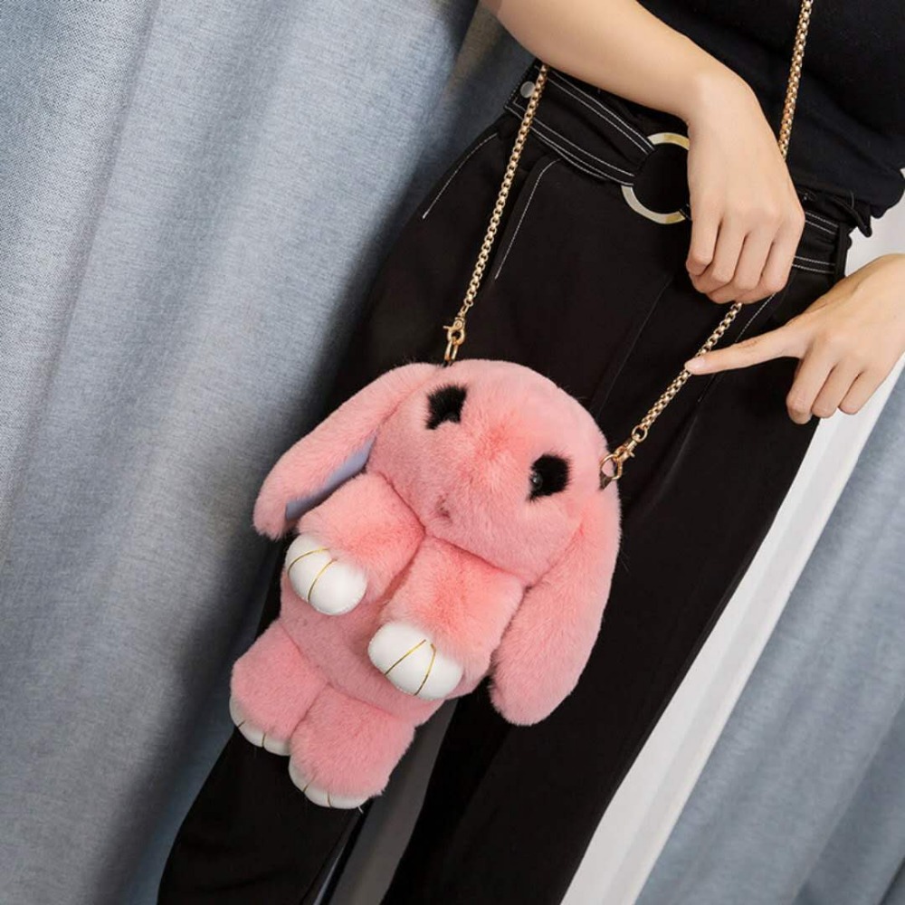 NEW fashion girl fur cape hare wool chains handbag women's casual plush dead eyelash rabbit messenger bag