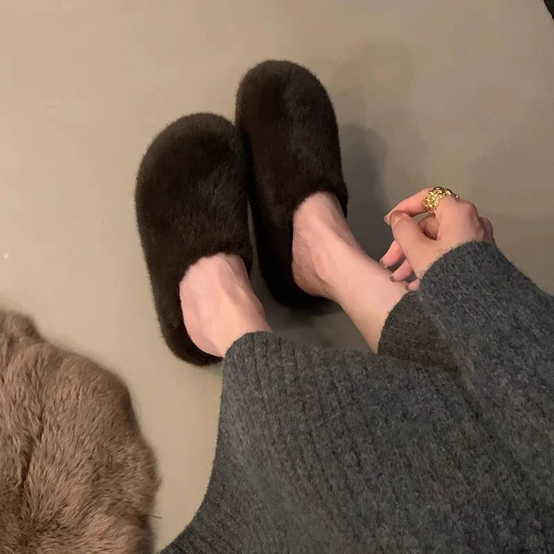 Women Furry Baotou Slippers Winter Plus Velvet Platform Shoes Women Shoes Indoor and Outdoor Leopard Print Warm Womens Slippers 241106 - view 3