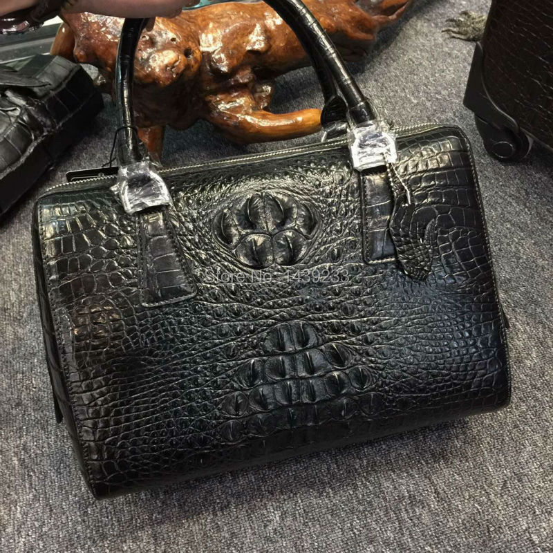 100% Real/Genuine Crocodile Skin Women Tote bag Tote Top-handle Handbag, Crocoidle skin Lady pillow style zip closure handbag