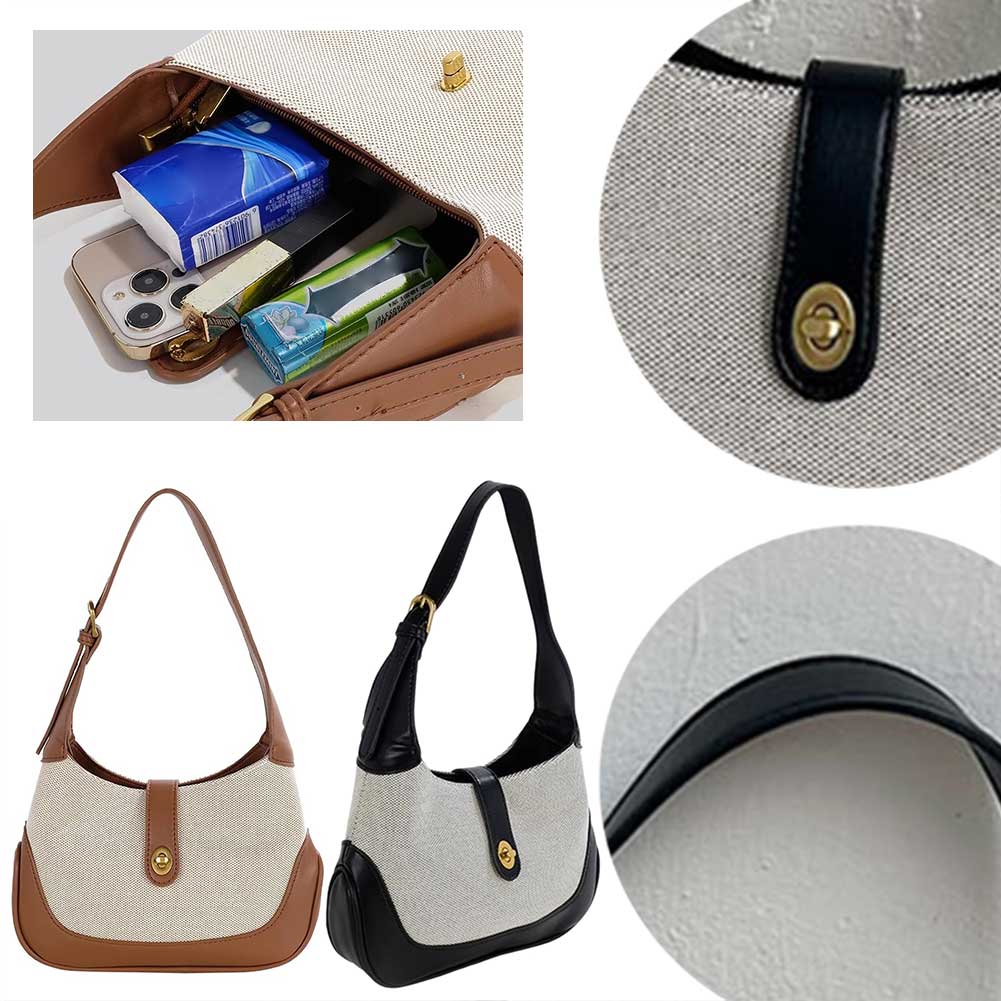 Women Vintage Shoulder Bag Contrast Color Tote Dumpling Bag Trendy French Underarm Bag Top Handle Bag Daily Dating Purse