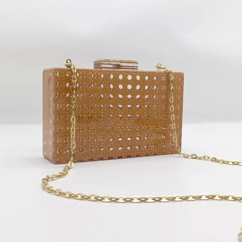 Luxury Brand Women's Shoulder Bag Evening Tote Bags Suitcase Cane Acrylic Imitations Brands Dresses Crossbody Phone Mini Purse