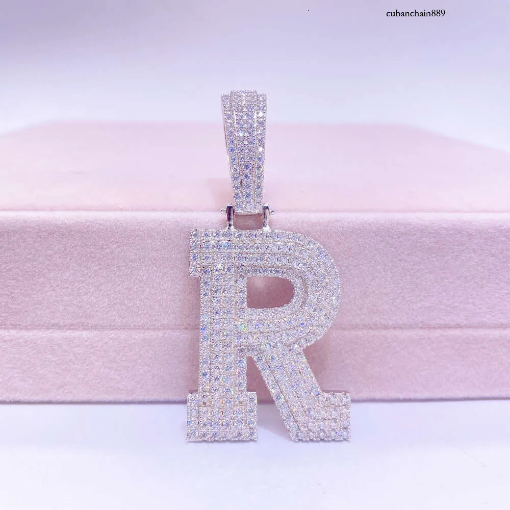 Vermeil Sterg Sier Necklace Hip Hop Fine Jewelry Iced Out Vvs Moissanite Dia Initial Letters Pendant Necklaces Men