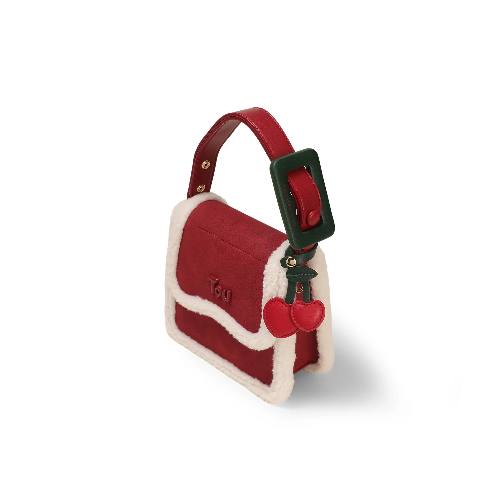 Home>Products>Autumn>Winter Texture Christmas Atmosphere>Shoulder Bag>Plush Cherry Saddle Bag 241106