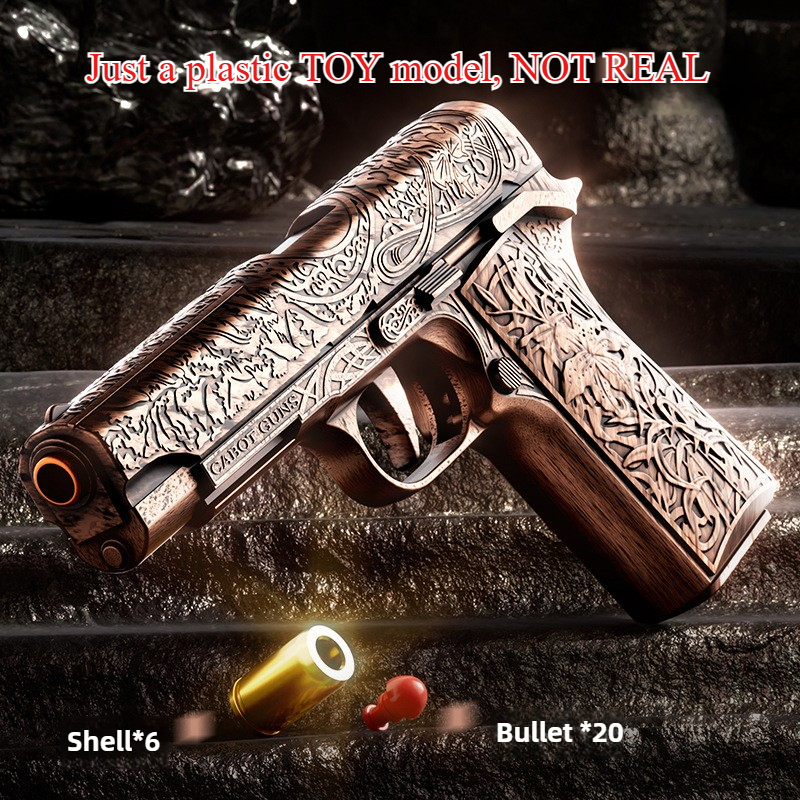 1911 Colt Soft Bullets Toy Gun Fancy Archaistic Relievo Pistol Shell Ejection Pistol Foam Dart Automatic Blowback Continuous Firing Movie Prop Collect