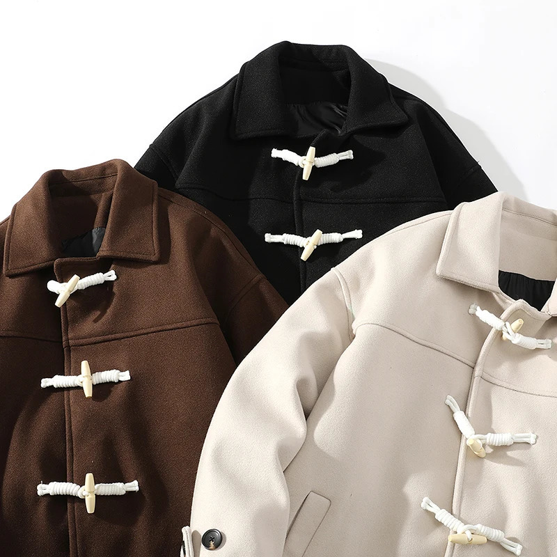 RUIHUO horn button wool mens jacket mens jacket free delivery mens jacket winter jacket trench clothing autumn 241107