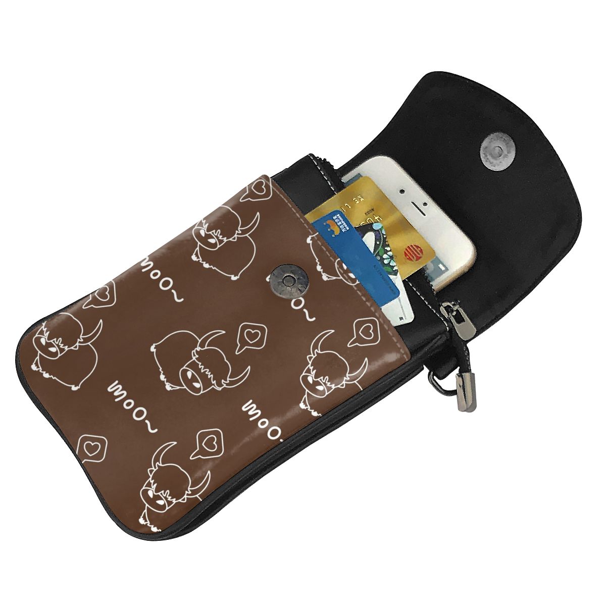 Mini Cartoon Cow Pattern Handbags Female Money Purse Phone Shoulder Bag Hasp Crossbody Bag Women PU Leather Messenger Coin Pouch
