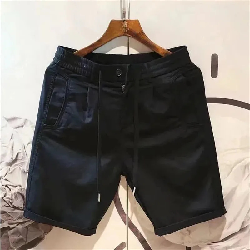 Korean Mens Shorts Summer Cotton Five Points Casual Short Sports Pants Men Clothing Solid Color Slim Allmatch Homme 240407