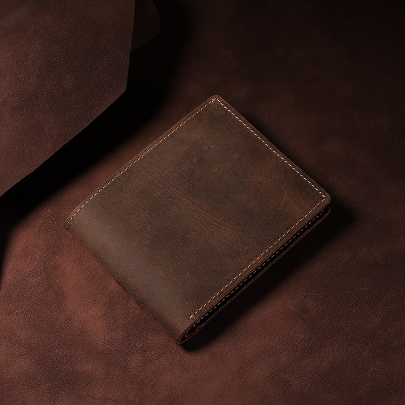 Men Wallet Genuine Leather Vintage Wallets Slim Biflod Brand Luxury Male Small Purse Credit Card Holder Money Bag High Quality