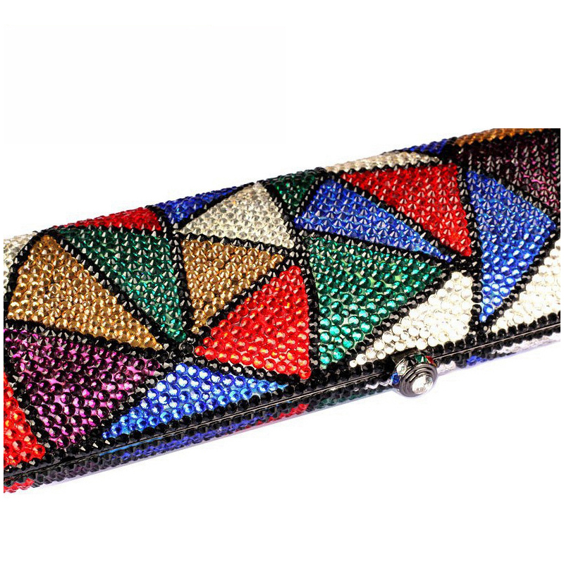 Luxury Christmas Gift Colorful Full Crystals Clutch Banquet Purse Evening Bags Clutches Women Party Chain Shoulder Handbags