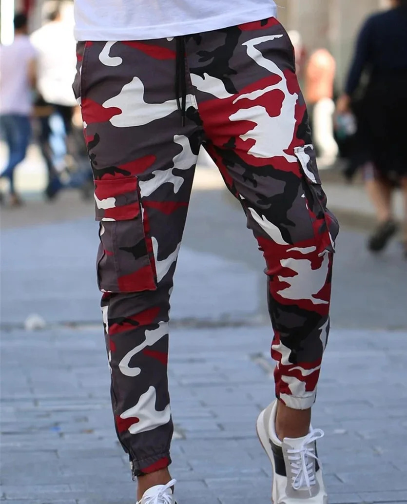 Color Camo Camouflage Cargo Pants Men Women Casual Streetwear Pockets Jogger blue Tactical Sweatpants Hip Hop Trouser 241104