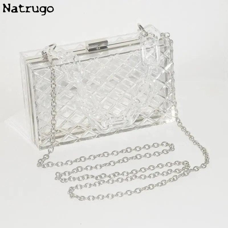 transparent acrylic bags fashionable black clutch bags with chains cross shaped bags for womens parties evening bags transparent bags 241106