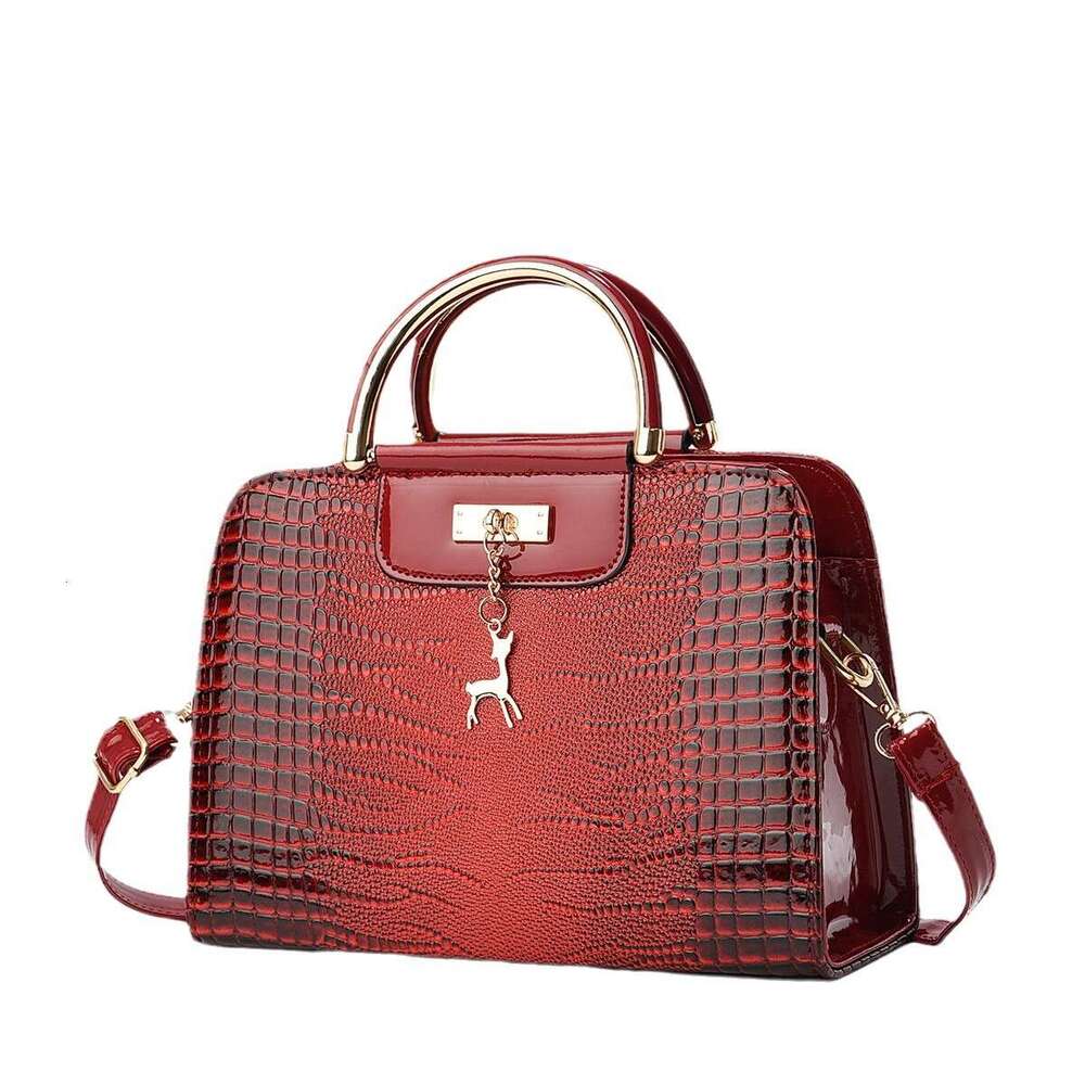 Taizhou shiny leather stone patterned ladybag small square PU women's solid color handbag crossbody shoulder bag