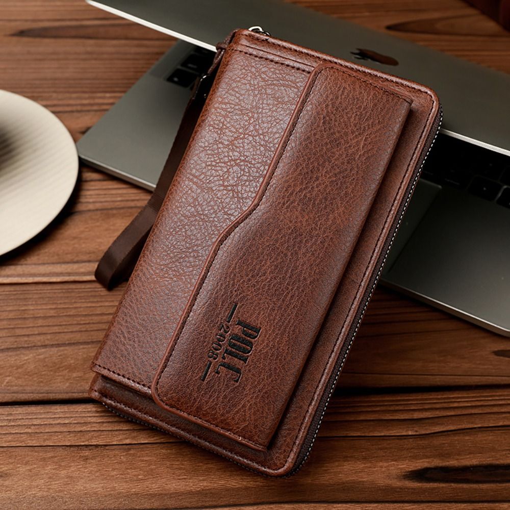 Leather Men's Long Wallet Multi-position Large Capacity Male Leather Purse Ultralight Leisure Men's Hand Bag Card Holder