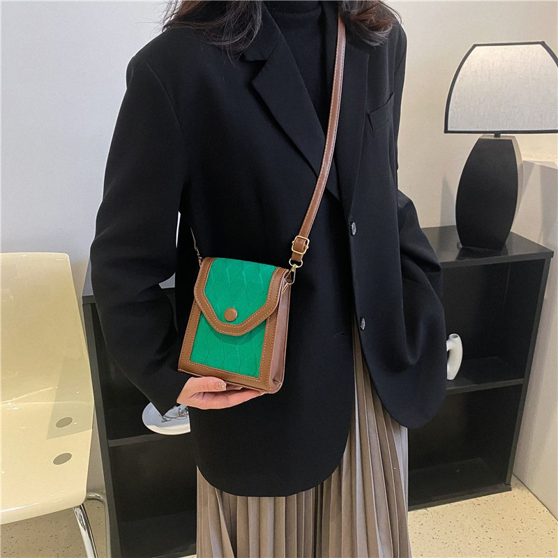 Lingge Small Bag Women's Fashion One Shoulder Crossbody Bag Texture Phone Bag