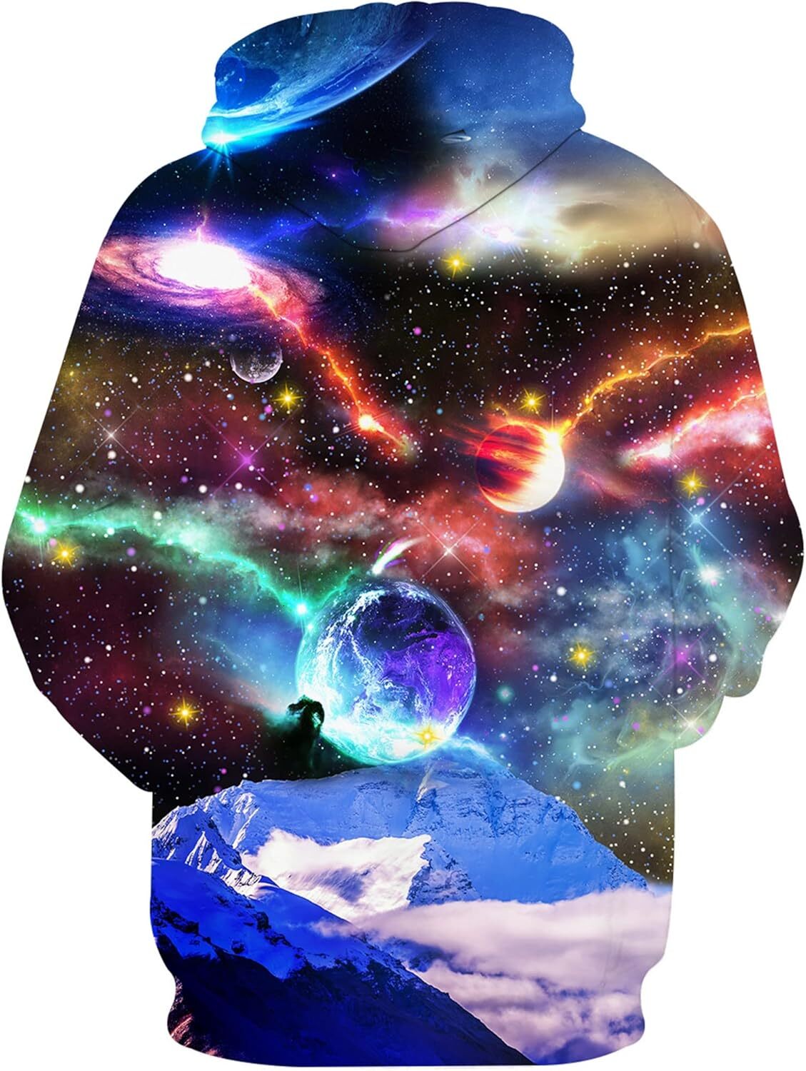 Hoodie for Mens Womens Unisex 3D Printed Hooded Sweatshirt Casual Pullover Hoodie with Big Pockets Graphic Trendy Starry Sky Planet Pattern