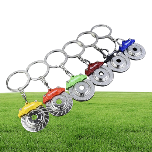 Creative gift car metal keychain turbo gear hub pendant brake disc shock absorber Pendant Christmas gifts 6 Colors