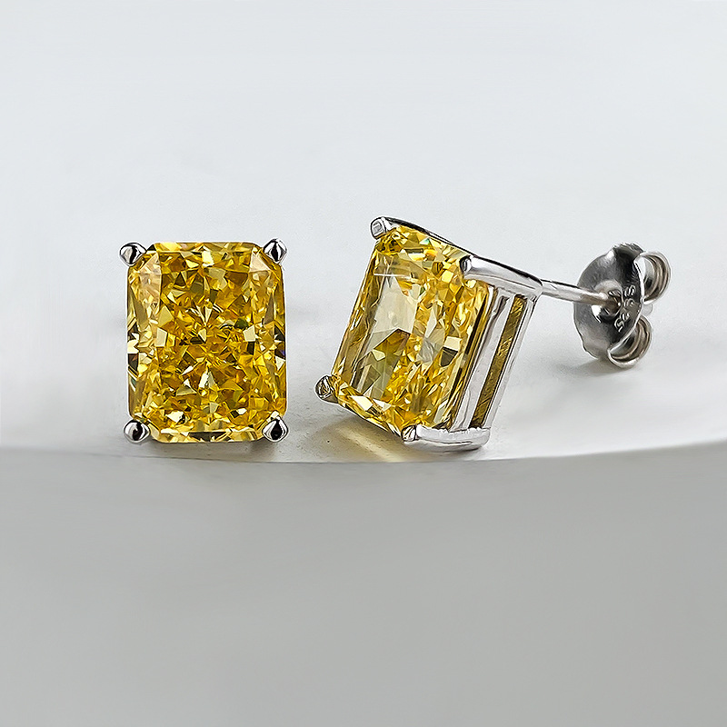 Choucong Brand Stud Earrings Luxury Jewelry Solitaire Real 100% 925 Sterling Silver Radiant Cut Moissanite Diamond Elegant Party Women Wedding Earring