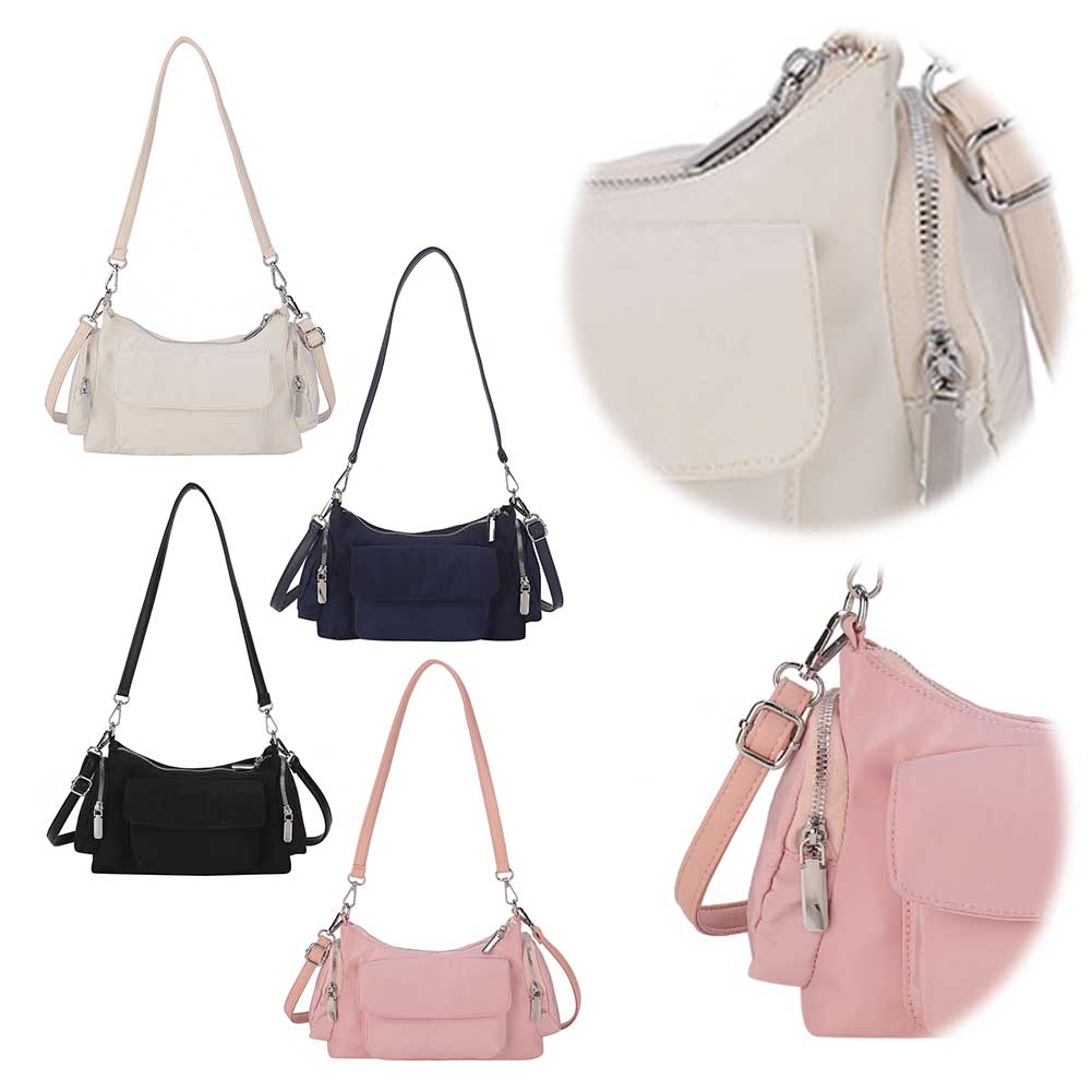 Simple Shoulder Bag Multiple Pockets Top Handle Handbag Solid Color Casual Shoulder Purse Satchel Purse for Women