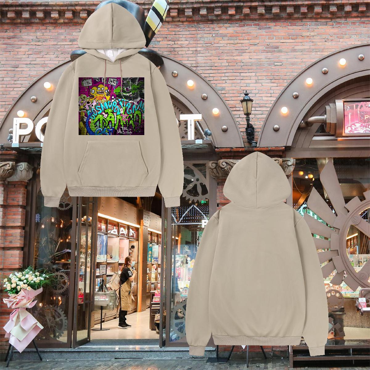 DIY Men Hoodie Hooded Collar Comfortable Men's Hooded Sweatshirt US Plus Size Clothes Hoodie Anime Printing Street 350g Cotton