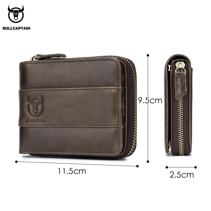 BULLCAPTAIN New Arrival Male RFID Leather Wallet Men Wallet Cowhide Coin Purse Slim Designer Brand Wallet Billetera Para Hombres