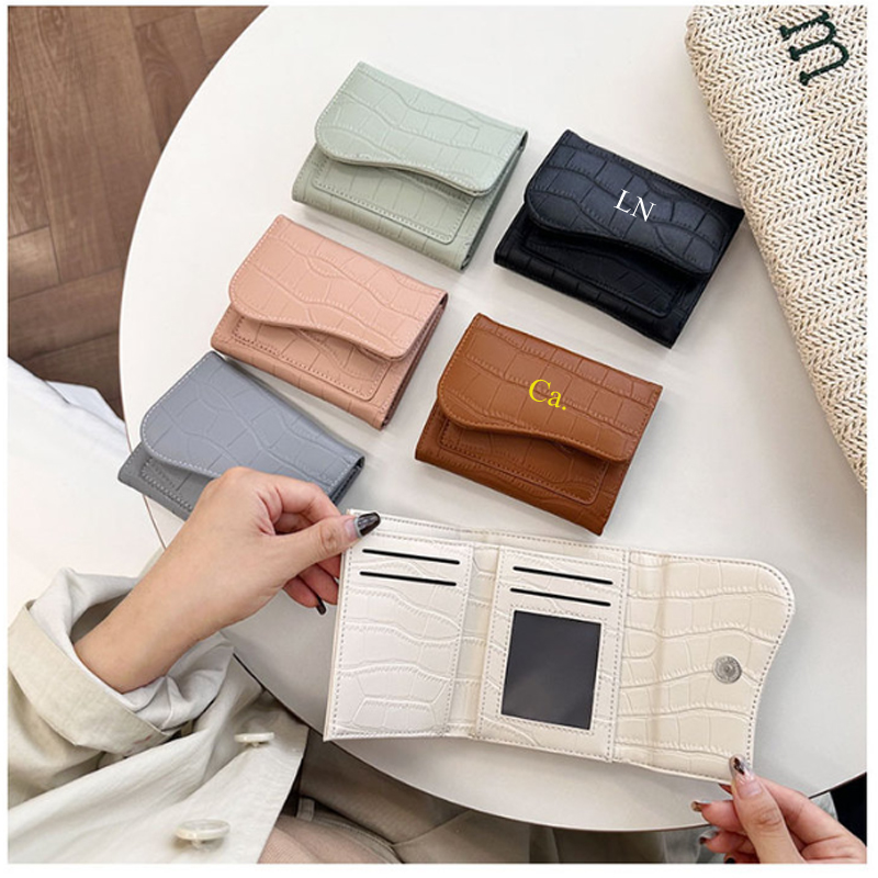 Korean version of women's multi-functional croc wallet short fashionable multi-color multi card slots card holder wallet