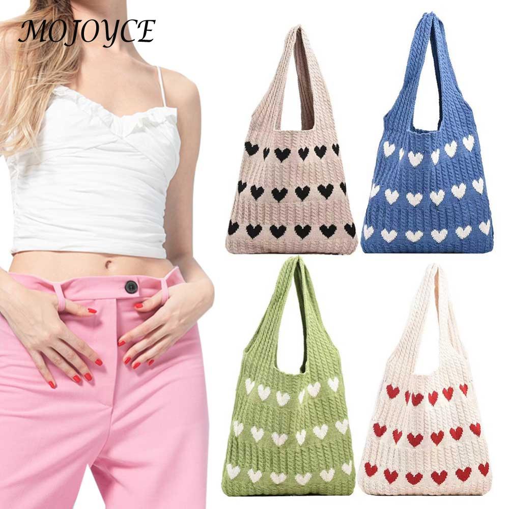 Women Lightweight Handbag Color Blocking Shoulder Storage Bag Large Capacity Crochet Satchel Bag Armpit Hobo Bag Commuting Bag