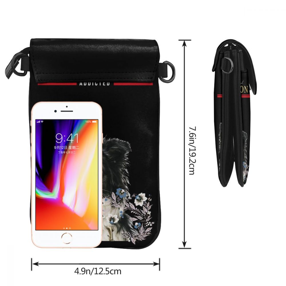 New Women's Bag Mini Letter Shoulder Bag Border Collie Dog Print Wild Fashion Small Mobile Phone Bag Personality Crossbody Purse
