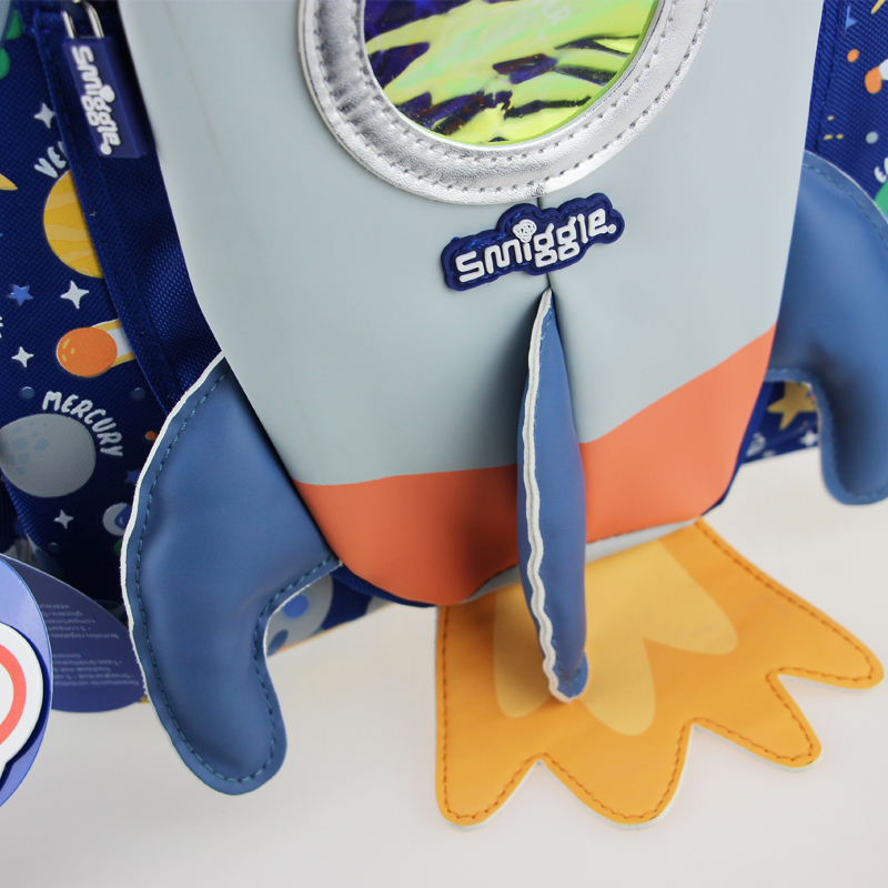 Australia smiggle original children's schoolbag boys shoulder backpack blue rocket cool shape cartoon schoolbag 3-7 years old 14