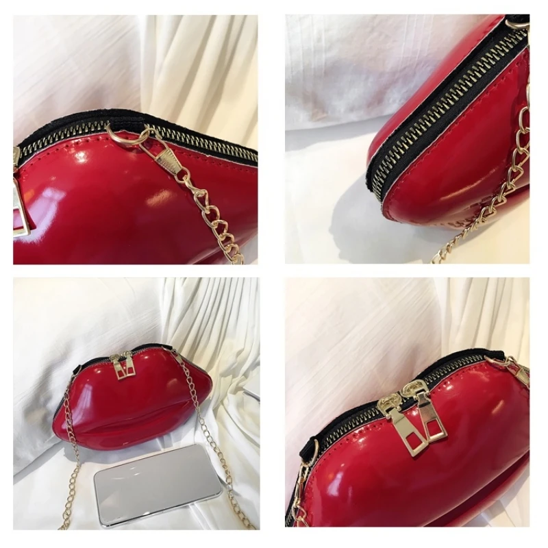 Luxury Designer Women Bags 2024 New Lip Print Women's Shoulder Bag Solid Zipper Messenger Bag Trend Brand Pure Color Handbag