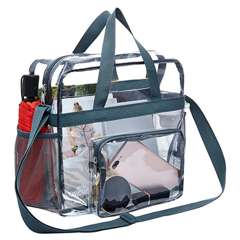 PVC womens handbag large capacity transparent messenger bag beach waterproof special bag outdoor shoulder bag travel storage bag 241106