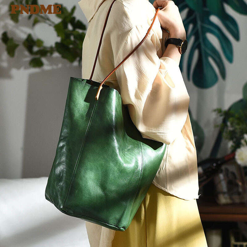 OLOEY Vintage Organizer Genuine Leather Ladies Design Tote Fashion Casual Natural Real Cowhide Women Shoulder Shopping Bag