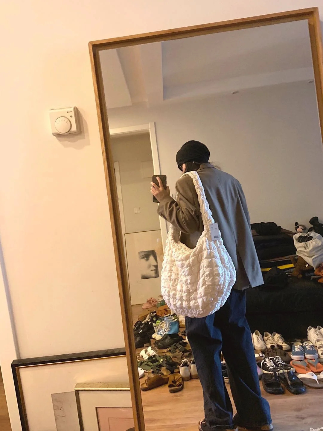 Large capacity womens shoulder bag fashionable cross shaped cloud folding messenger lightweight travel er 241106