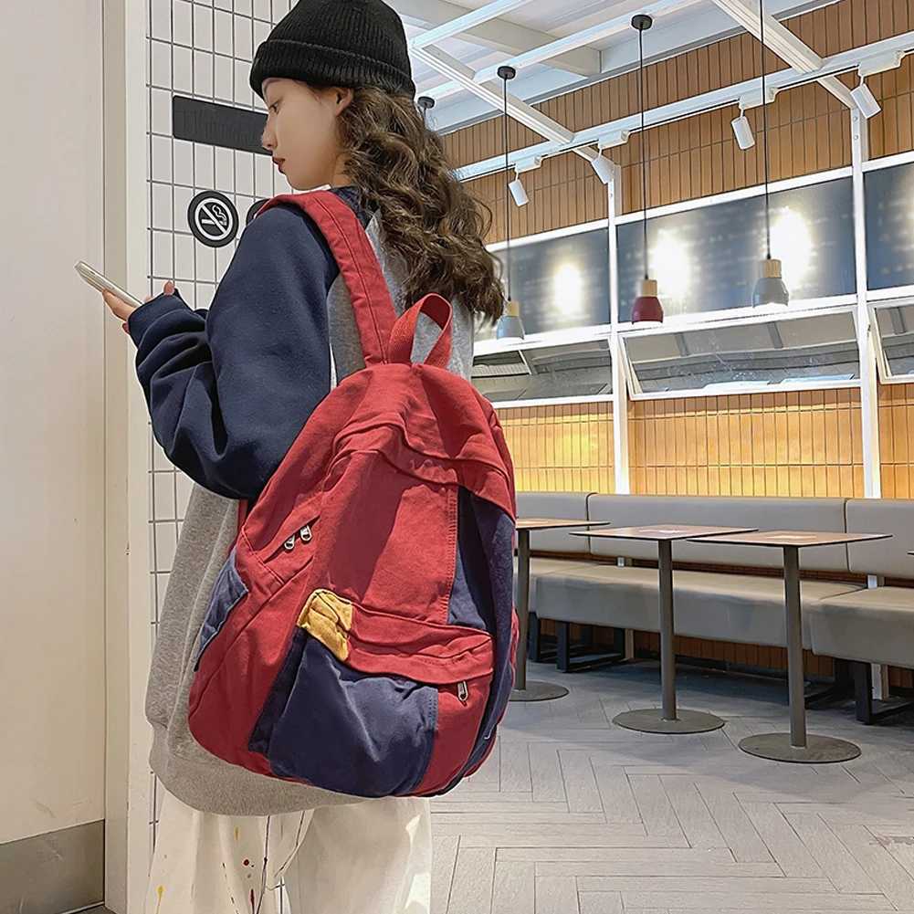 Fashion Men Women Backpack Large Canvas Kawaii Girl Travel Book Bags College Lady Laptop Cute Rucksack Schoolbag 241107